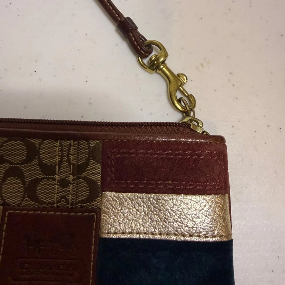 Coach Patchwork Large Wristlet Clutch Zippered Po… - image 9